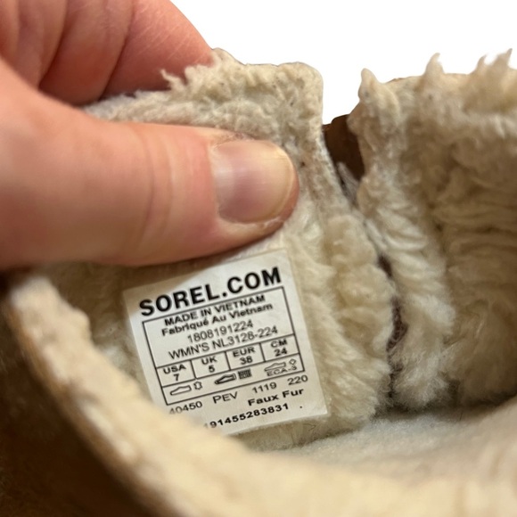 SOREL Kinetic Impact Waterproof Short Tan Suede Boots Size 7 Sherpa Lining Snow - Picture 9 of 9
